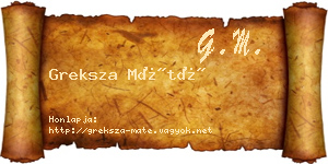 Greksza Máté névjegykártya